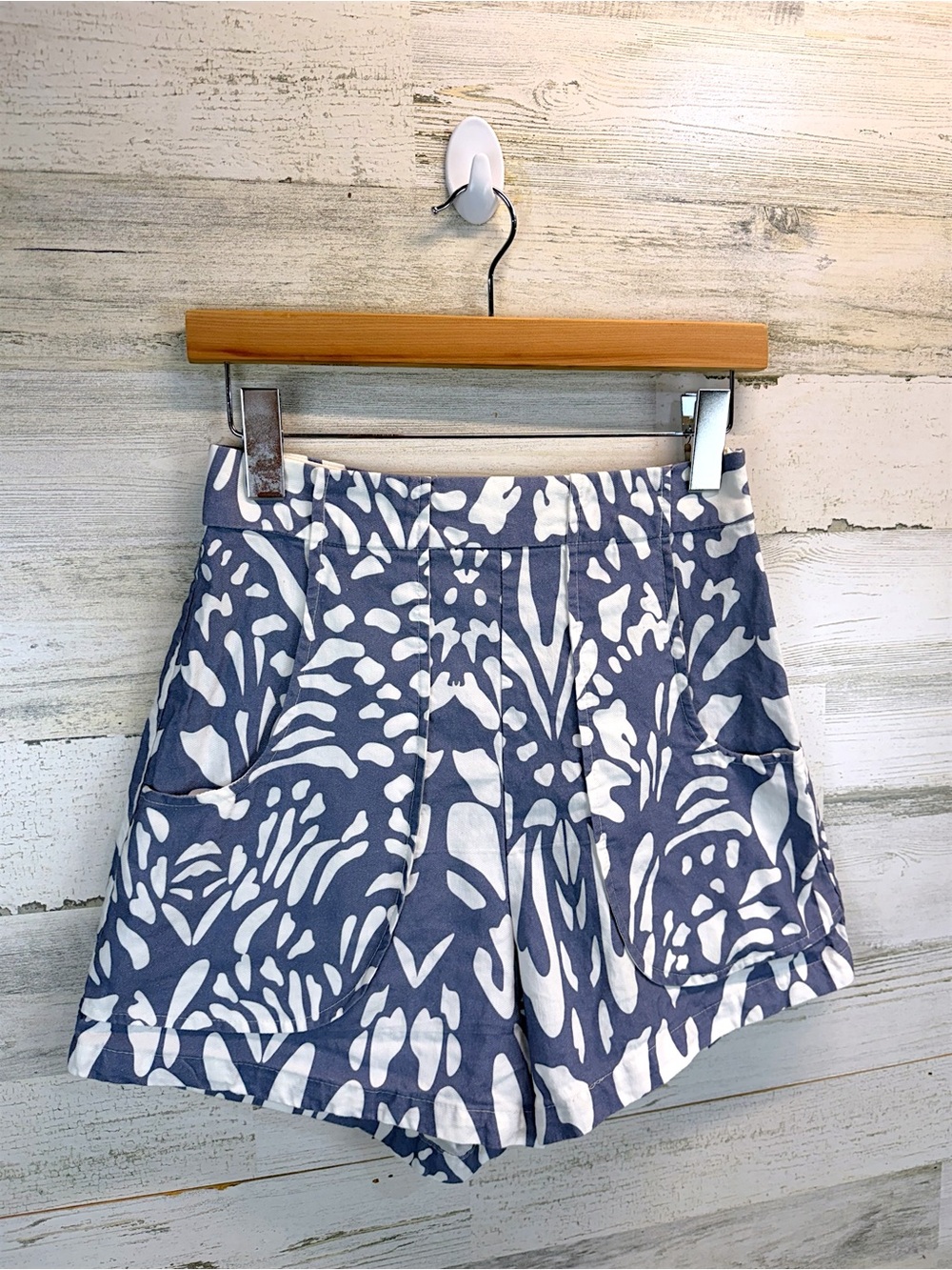 Anthropologie OhSevenDays Poche High Rise Linen Blend Printed Shorts Medium - Picture 7 of 14